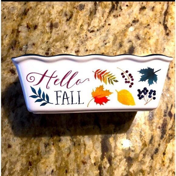 Adorable Ceramic "Hello Fall" Loaf Pan - Picture 1 of 6
